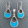 Juego de Arete y Dije de Adulto 10.391.0010 Plata Rodinada, Diseño de Gota, con Opal Bermuda Blue, Pulido, Tono Plateado