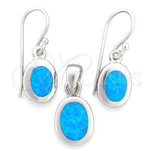 Juego de Arete y Dije de Adulto 10.391.0011 Plata Rodinada, con Opal Bermuda Blue, Pulido, Tono Plateado