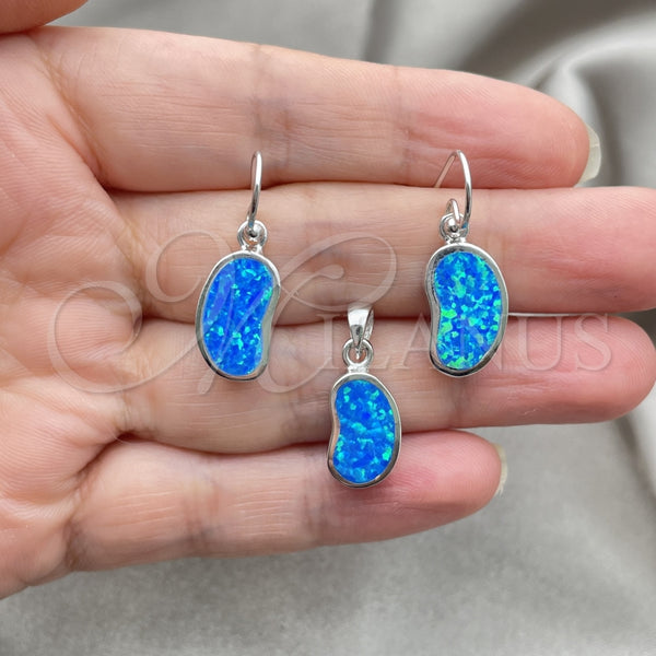Juego de Arete y Dije de Adulto 10.391.0012 Plata Rodinada, con Opal Bermuda Blue, Pulido, Tono Plateado