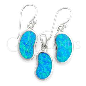 Juego de Arete y Dije de Adulto 10.391.0012 Plata Rodinada, con Opal Bermuda Blue, Pulido, Tono Plateado