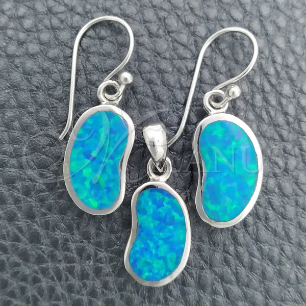 Juego de Arete y Dije de Adulto 10.391.0012 Plata Rodinada, con Opal Bermuda Blue, Pulido, Tono Plateado