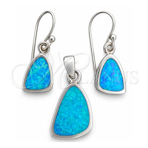 Juego de Arete y Dije de Adulto 10.391.0013 Plata Rodinada, con Opal Bermuda Blue, Pulido, Tono Plateado