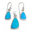 Juego de Arete y Dije de Adulto 10.391.0013 Plata Rodinada, con Opal Bermuda Blue, Pulido, Tono Plateado