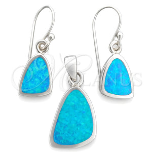 Juego de Arete y Dije de Adulto 10.391.0013 Plata Rodinada, con Opal Bermuda Blue, Pulido, Tono Plateado