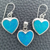 Juego de Arete y Dije de Adulto 10.391.0014 Plata Rodinada, Diseño de Corazón, con Opal Bermuda Blue, Pulido, Tono Plateado
