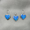 Juego de Arete y Dije de Adulto 10.391.0014 Plata Rodinada, Diseño de Corazón, con Opal Bermuda Blue, Pulido, Tono Plateado