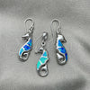 Juego de Arete y Dije de Adulto 10.391.0015 Plata Rodinada, Diseño de Caballo de Mar, con Opal Bermuda Blue, Pulido, Tono Plateado