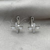 Arete Gancho Frances 02.398.0001 Plata Rodinada, Diseño de Cruz, con Zirconia Cubica Blanca, Pulido, Rodinado