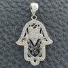 Dije Religioso 05.398.0003 Plata Rodinada, Diseño de Judaica y Mano de Dios, con Zirconia Cubica Blanca, Pulido, Rodinado