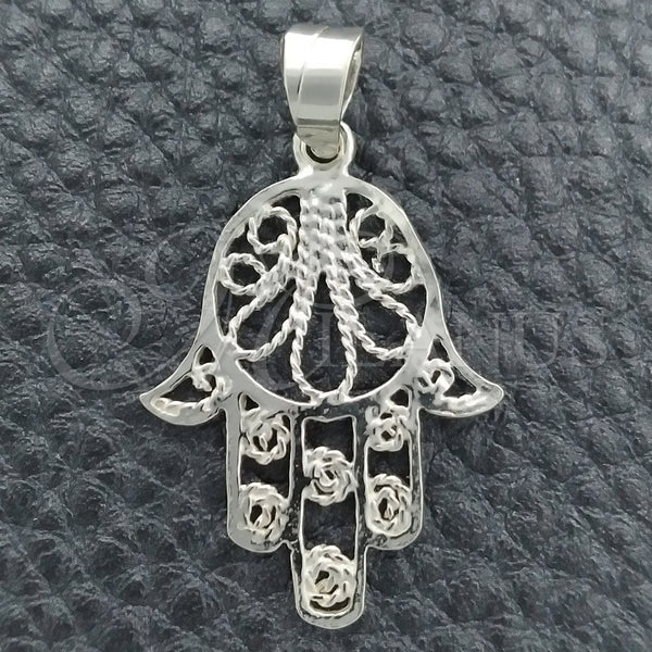 Dije Religioso 05.392.0008 Plata Rodinada, Diseño de Mano de Dios, Pulido, Tono Plateado