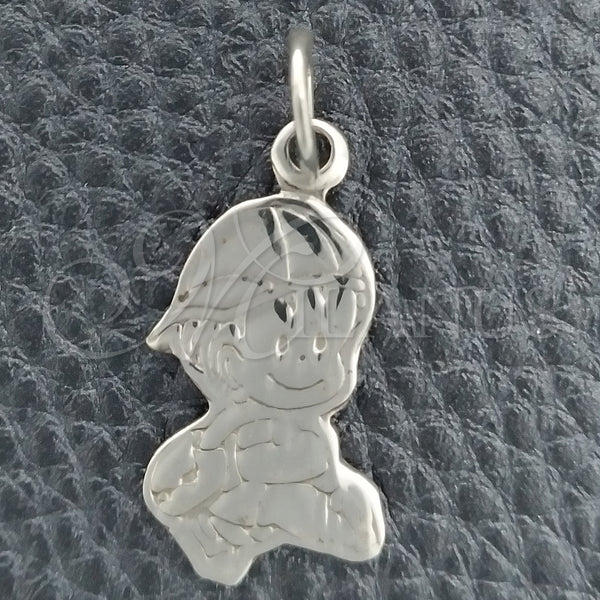 Dije Elegante 05.392.0014 Plata Rodinada, Diseño de Niñito Pequeño, Pulido, Tono Plateado