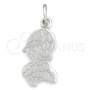 Dije Elegante 05.392.0014 Plata Rodinada, Diseño de Niñito Pequeño, Pulido, Tono Plateado