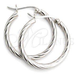 Argolla Mediana 02.395.0001.30 Plata Rodinada, Diseño de Torcido, Diamantado, Tono Plateado