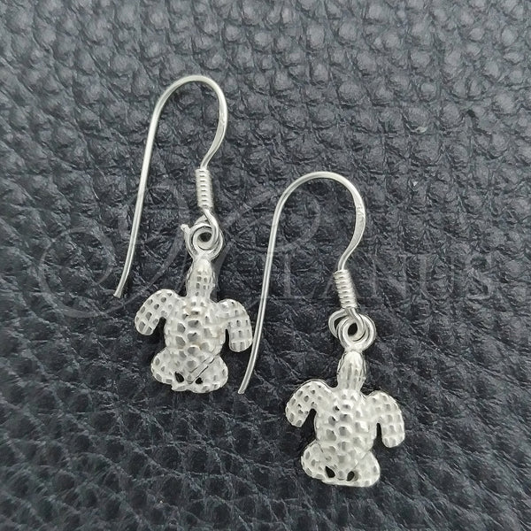Arete Colgante 02.397.0011 Plata Rodinada, Diseño de Tortuga, Pulido, Tono Plateado