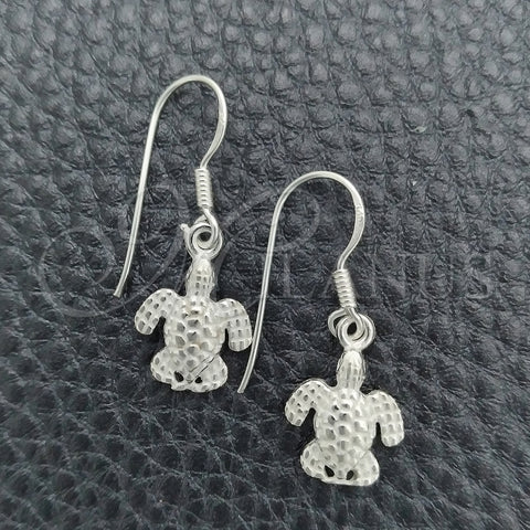 Arete Colgante 02.397.0011 Plata Rodinada, Diseño de Tortuga, Pulido, Tono Plateado