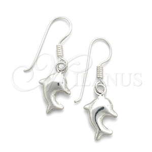 Arete Colgante 02.397.0012 Plata Rodinada, Diseño de Delfín, Pulido, Tono Plateado