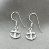 Arete Colgante 02.397.0013 Plata Rodinada, Diseño de Ancla, Pulido, Tono Plateado