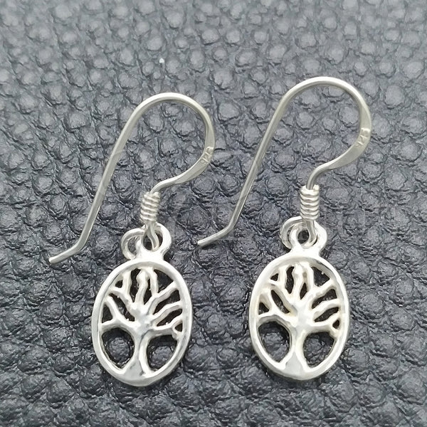 Arete Colgante 02.397.0014 Plata Rodinada, Diseño de Ãrbol, Pulido, Tono Plateado