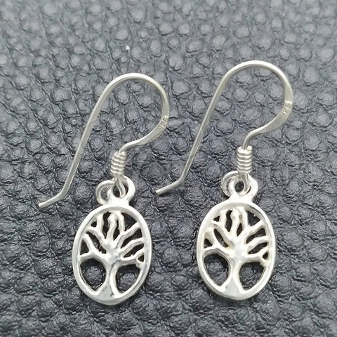 Arete Colgante 02.397.0014 Plata Rodinada, Diseño de Ãrbol, Pulido, Tono Plateado