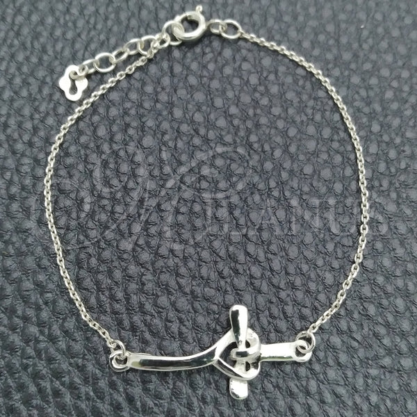 Pulsera Elegante 03.395.0021.07 Plata Rodinada, Diseño de Cruz, Pulido, Tono Plateado (Grosor 03 MM, 7 Pulgadas de Largo)