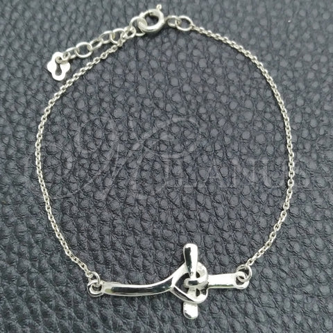 Pulsera Elegante 03.395.0021.07 Plata Rodinada, Diseño de Cruz, Pulido, Tono Plateado (Grosor 03 MM, 7 Pulgadas de Largo)