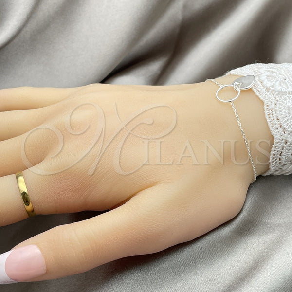 Pulsera Elegante 03.395.0023.07 Plata Rodinada, Diseño de Corazón, Pulido, Tono Plateado (Grosor 03 MM, 7 Pulgadas de Largo)