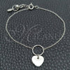 Pulsera Elegante 03.395.0023.07 Plata Rodinada, Diseño de Corazón, Pulido, Tono Plateado (Grosor 03 MM, 7 Pulgadas de Largo)