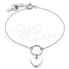 Pulsera Elegante 03.395.0023.07 Plata Rodinada, Diseño de Corazón, Pulido, Tono Plateado (Grosor 03 MM, 7 Pulgadas de Largo)