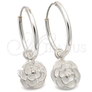 Argolla Pequeña 02.397.0018.15 Plata Rodinada, Diseño de Flor, Pulido, Tono Plateado