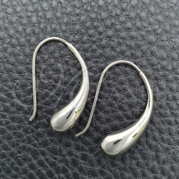 Arete Colgante 02.393.0019 Plata Rodinada, Diseño de Gota, Pulido, Tono Plateado