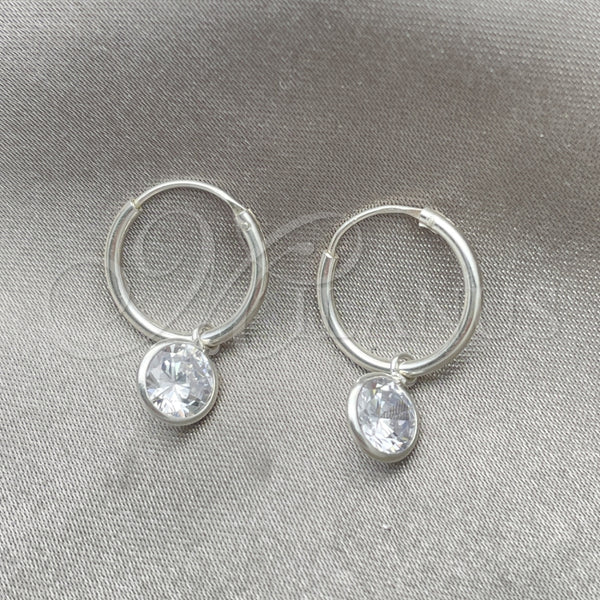 Argolla Pequeña 02.397.0019.15 Plata Rodinada, Diseño de Bola, con Zirconia Cubica Blanca, Pulido, Tono Plateado
