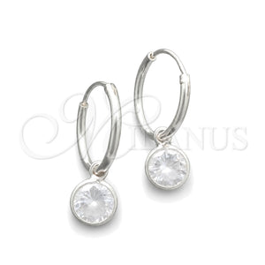 Argolla Pequeña 02.397.0019.15 Plata Rodinada, Diseño de Bola, con Zirconia Cubica Blanca, Pulido, Tono Plateado