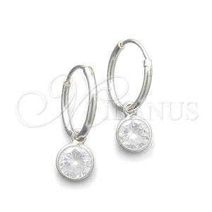 Argolla Pequeña 02.397.0019.15 Plata Rodinada, Diseño de Bola, con Zirconia Cubica Blanca, Pulido, Tono Plateado