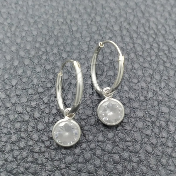 Argolla Pequeña 02.397.0019.15 Plata Rodinada, Diseño de Bola, con Zirconia Cubica Blanca, Pulido, Tono Plateado