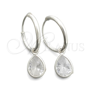 Argolla Pequeña 02.397.0021.15 Plata Rodinada, Diseño de Gota, con Zirconia Cubica Blanca, Pulido, Tono Plateado