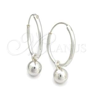 Argolla Pequeña 02.397.0022.20 Plata Rodinada, Diseño de Bola, Pulido, Tono Plateado