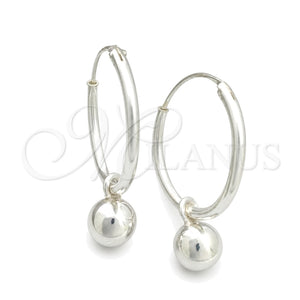 Argolla Pequeña 02.397.0022.20 Plata Rodinada, Diseño de Bola, Pulido, Tono Plateado