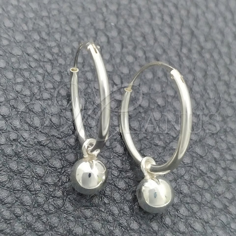 Argolla Pequeña 02.397.0022.20 Plata Rodinada, Diseño de Bola, Pulido, Tono Plateado