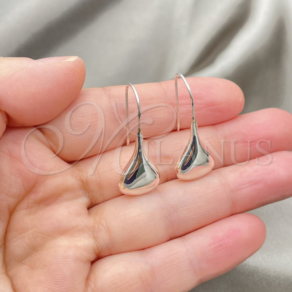 Arete Colgante 02.395.0019 Plata Rodinada, Diseño de Gota, Pulido, Tono Plateado