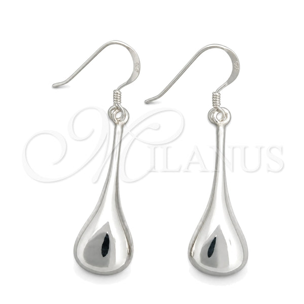 Arete Colgante 02.395.0020 Plata Rodinada, Diseño de Gota, Pulido, Tono Plateado