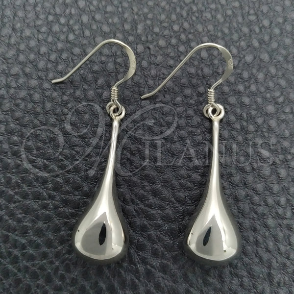 Arete Colgante 02.395.0020 Plata Rodinada, Diseño de Gota, Pulido, Tono Plateado