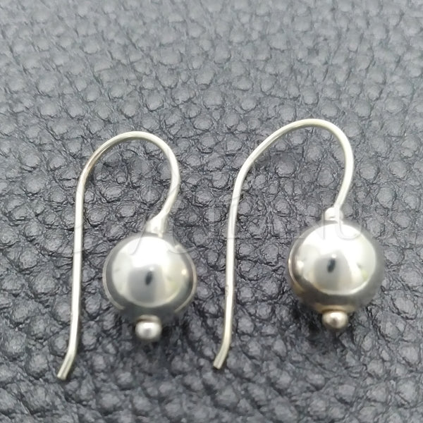 Arete Colgante 02.395.0024 Plata Rodinada, Diseño de Bola, Pulido, Tono Plateado