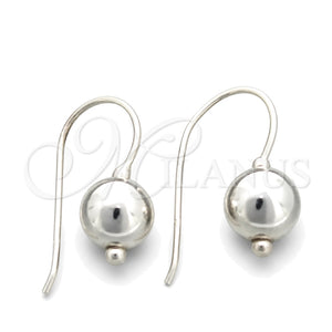 Arete Colgante 02.395.0024 Plata Rodinada, Diseño de Bola, Pulido, Tono Plateado