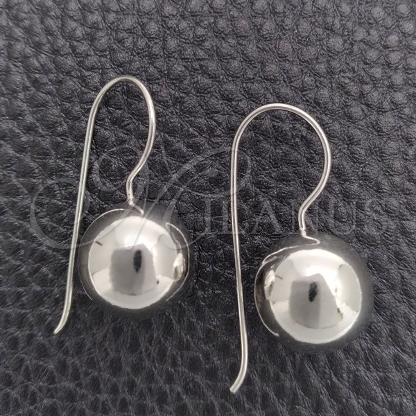 Arete Colgante 02.395.0025 Plata Rodinada, Diseño de Bola, Pulido, Tono Plateado