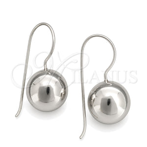 Arete Colgante 02.395.0025 Plata Rodinada, Diseño de Bola, Pulido, Tono Plateado