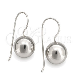 Arete Colgante 02.395.0025 Plata Rodinada, Diseño de Bola, Pulido, Tono Plateado