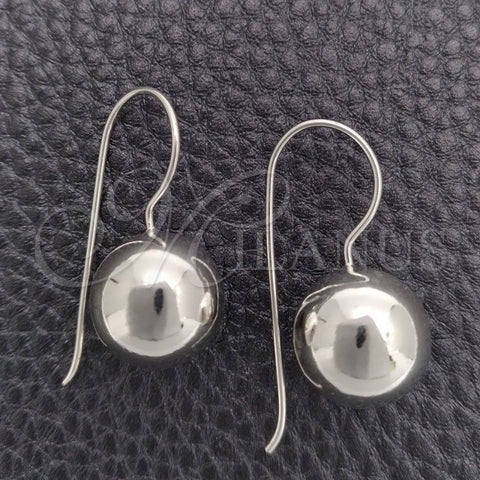 Arete Colgante 02.395.0025 Plata Rodinada, Diseño de Bola, Pulido, Tono Plateado