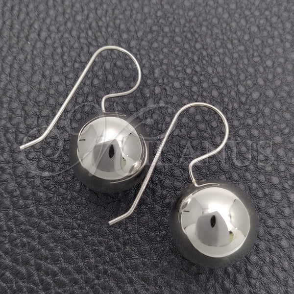 Arete Colgante 02.395.0026 Plata Rodinada, Diseño de Bola, Pulido, Tono Plateado