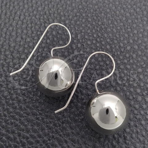 Arete Colgante 02.395.0026 Plata Rodinada, Diseño de Bola, Pulido, Tono Plateado