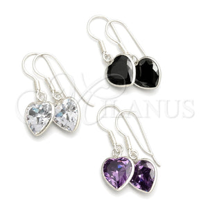 Arete Colgante 02.396.0003 Plata Rodinada, Diseño de Corazón, con Zirconia Cubica Blanca, Pulido, Tono Plateado